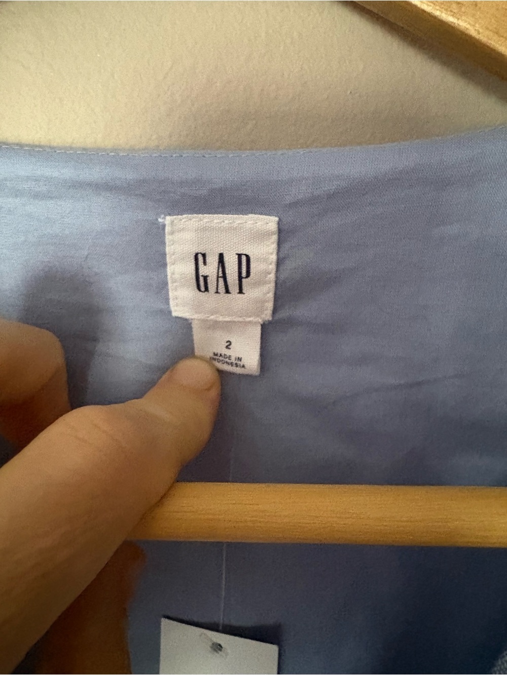 GAP Powder Blue V-Neck Button Front Mini linen and cotton blend Dress - Picture 3 of 7